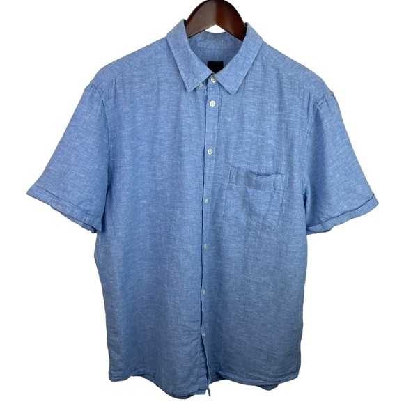 H&M | Light Blue Cuffed Short Sleeve Button Shirt - Picture 1 of 9